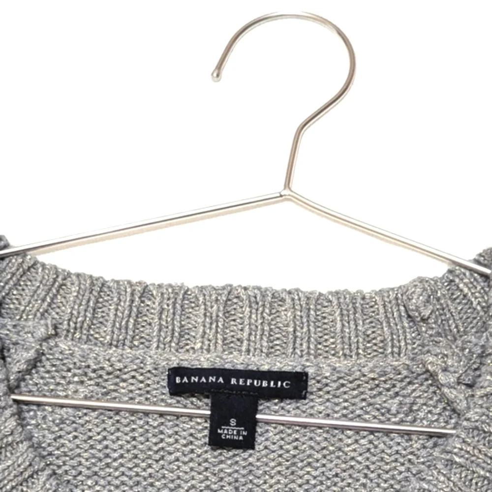 Banana Republic | Knit Sweater | Gray & Gold Sparkles | Winter | Rolled Sleeve | - Picture 5 of 6
